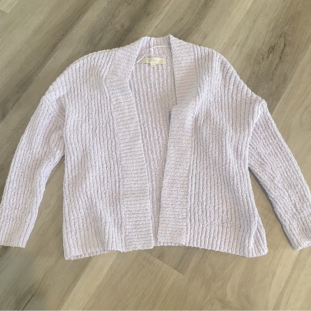 LOFT Purple Cardigan - 3/4 sleeves Medium